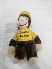 Eden Toys Curious George Plush Stuffed Animal 1984 Yellow Shirt Hat Medium
