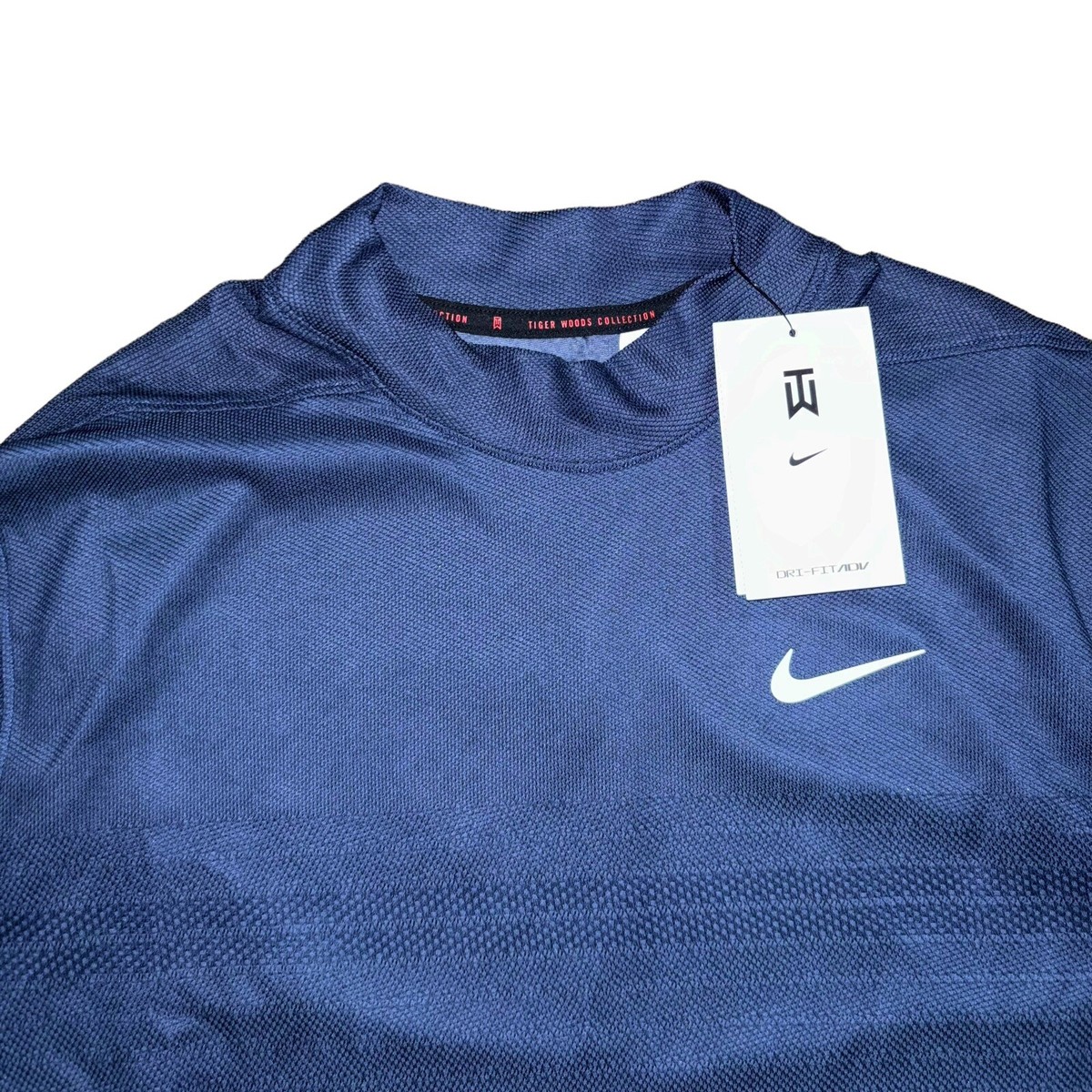 Nike Tiger Woods Mock Neck Golf Polo Shirt, Custom Athlete