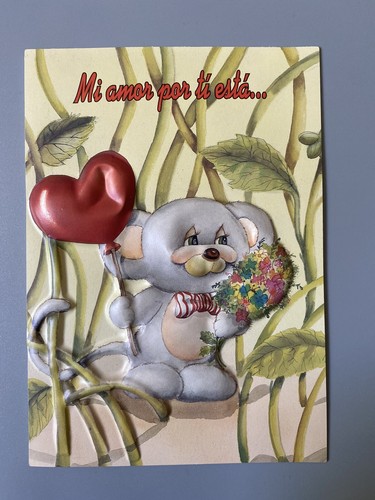 Carte de vœux d'anniversaire vintage en relief ours fabriquée en Colombie Mi amor for ti esta - Photo 2/9