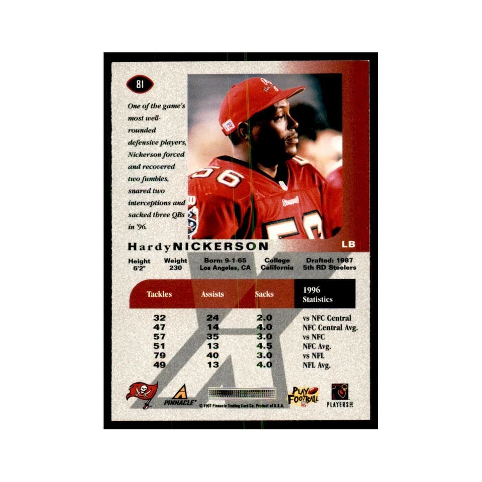 Hardy Nickerson 1997 Pinnacle X-Press #81 Football Cards Football Card NM - Image 2 of 3