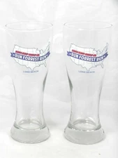 Lot of 2 BUBBA GUMP SHRIMP CO RUN FORREST RUN Pilsner Glasses Long Beach CA