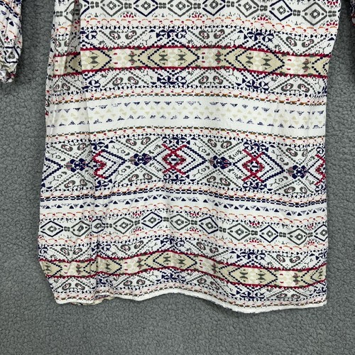 Skies Are Blue Dress Women’s M Blue Aztec Embroidered Shift Boho Hippie Peasant - Picture 9 of 12