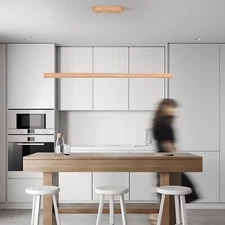 Light Dimmable Led Chandelier Ceiling 47" 36W 1-Light Wooden Led Linear Pendant