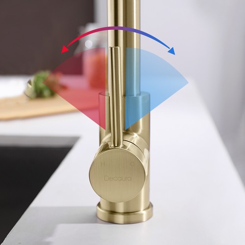 Decaura Brushed Gold Kitchen Mixer Tap Sink Faucet Bathroom Basin Mixer Tap - Picture 17 of 76