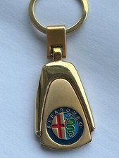 24K Gold Plated Alpha Romeo Quadrifoglio Sprint Car Keyring. Metal Gift Box