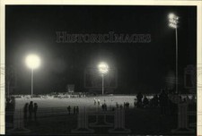 1984 Press Photo Over View of High School Football Field Night Game - sya47765