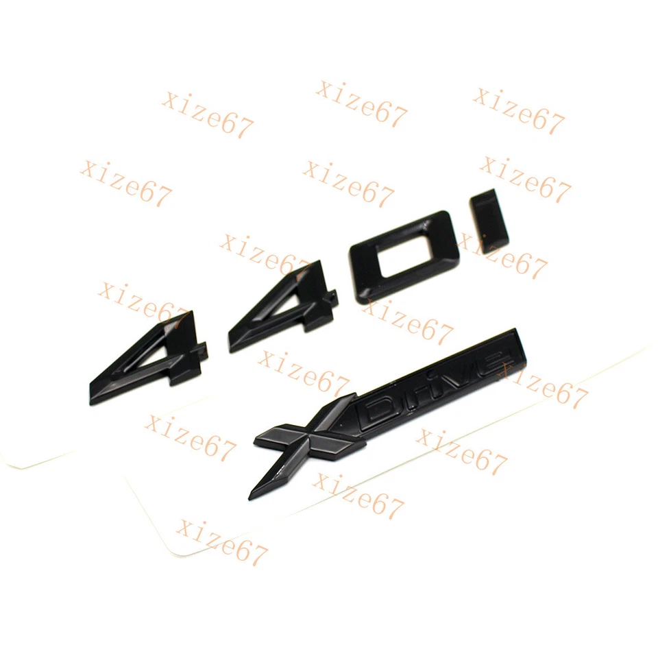 Emblema negro brillante 440i + letras número XDrive insignia maletero trasero Foto 2 de 4