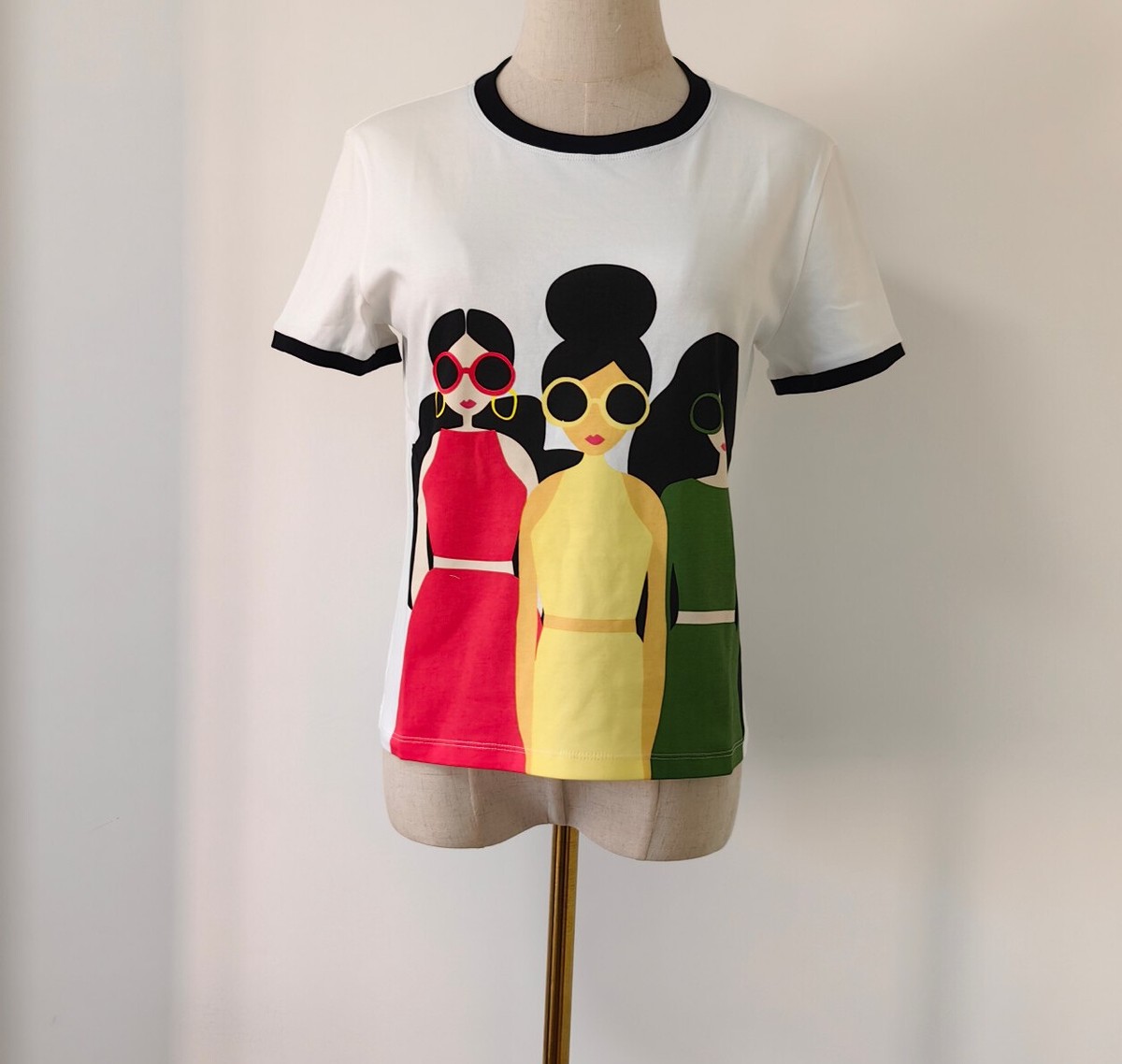 Women Alice + Olivia Round Neck Short Sleeve T-shirt Top | eBay