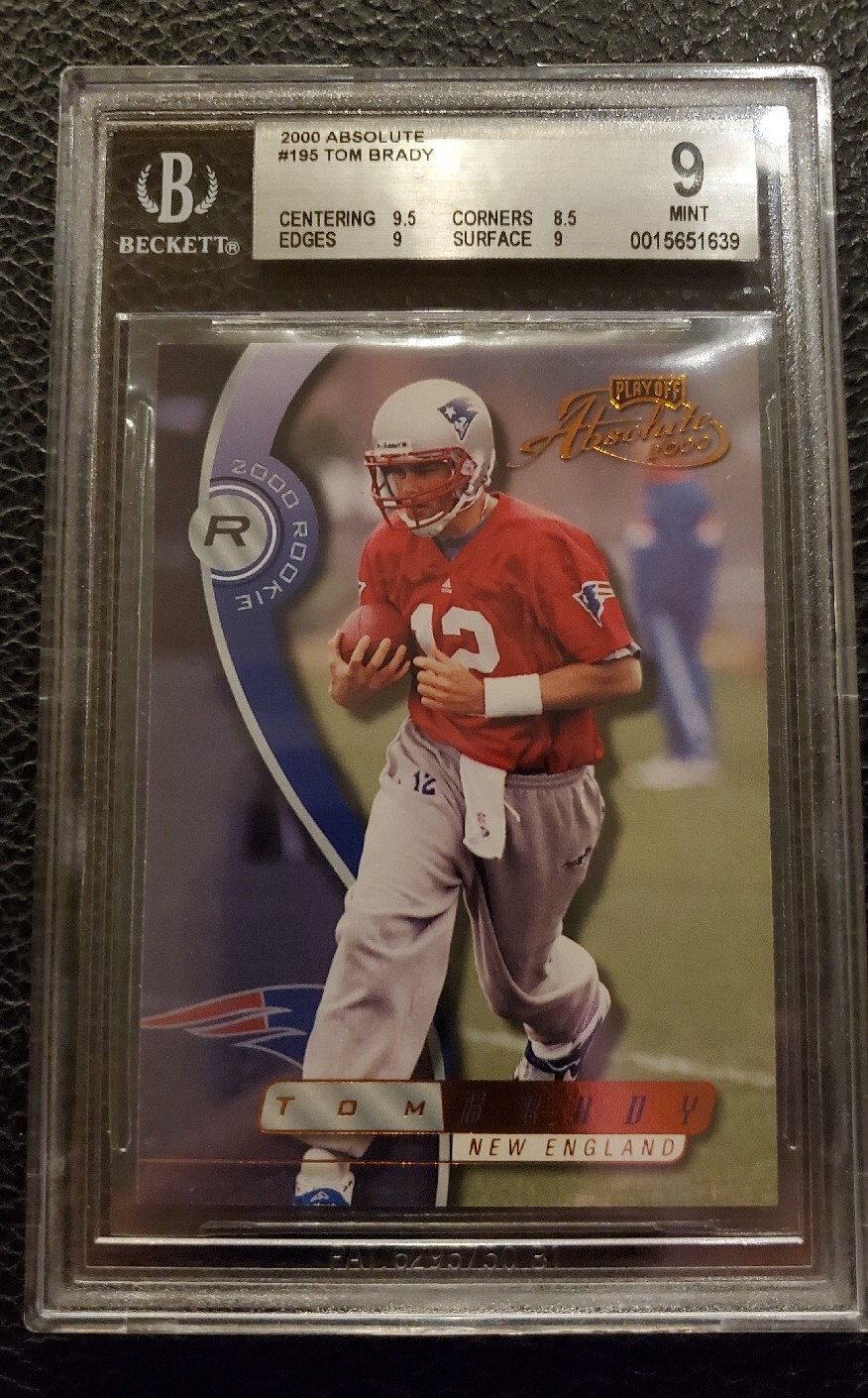 2000 BGS 9 MINT Playoff "Absolute" #195 Tom Brady, Rookie, #0771/3000
