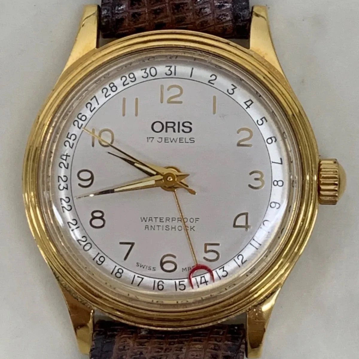 Antique Oris 302 7285 Men s Watch Hand winding Round Analog White Dial