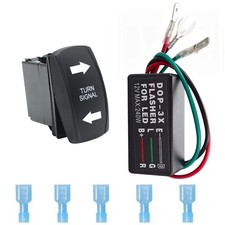 Universal Turn Signal Rocker Switch With Flasher Green Led Onoffon Kit For ...