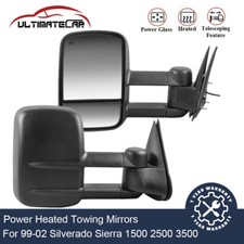 Pair Power Heated Tow Mirrors For 1999-2002 Chevy Silverado Gmc Sierra 1500 2500