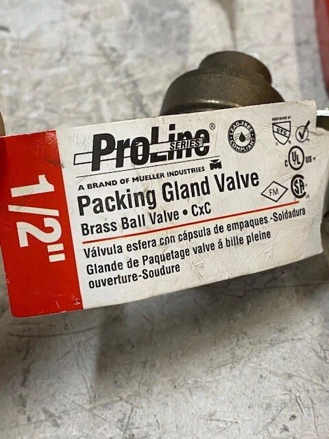 10 Qty of ProLine 1/2" Brass Packing Gland Ball Valve 107-843NL (10 Qty) - Image 2 of 4