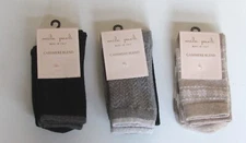 Mila Paoli Made in Italy CASHMERE BLEND Crew Socks 2 PAIR Women's One Size NWT