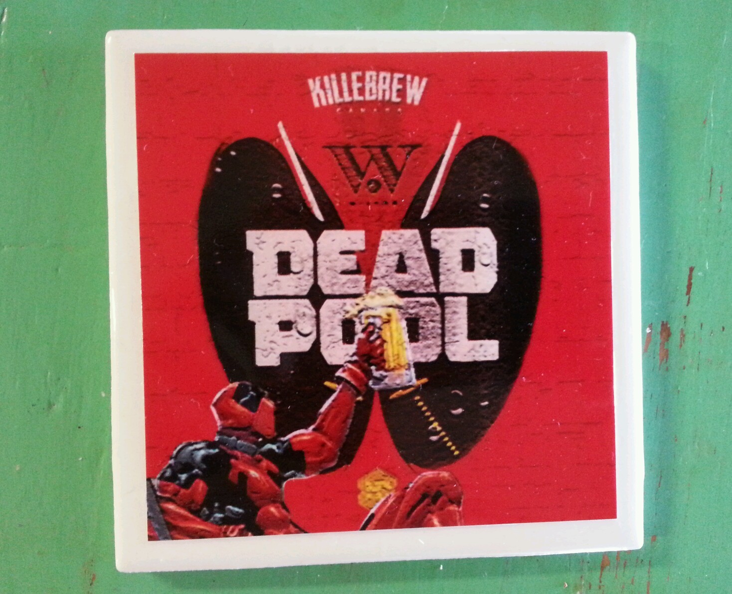 Marvel theme ceramic coasters (set of 4) deadpool, iron man, wolverine