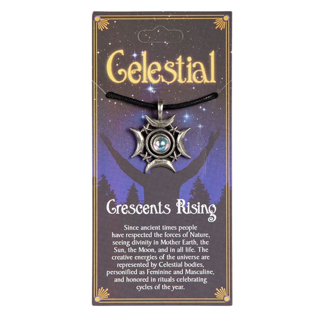 NEW Crescents Rising Amulet 1.25" Pewter Moon Pendant Silver Color Moon US Made!