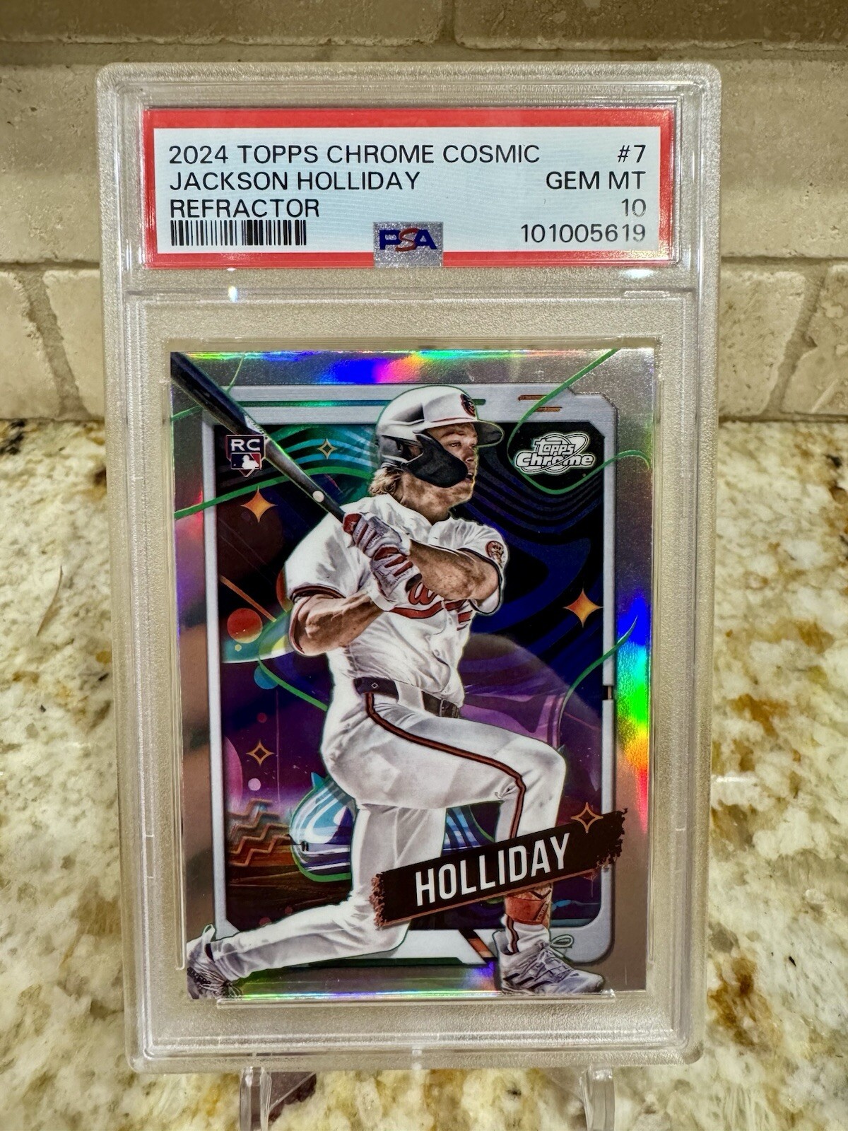 🔥JACKSON HOLLIDAY 2024 Topps Cosmic Chrome Refractor #7 PSA 10 RC Rookie ⚾️