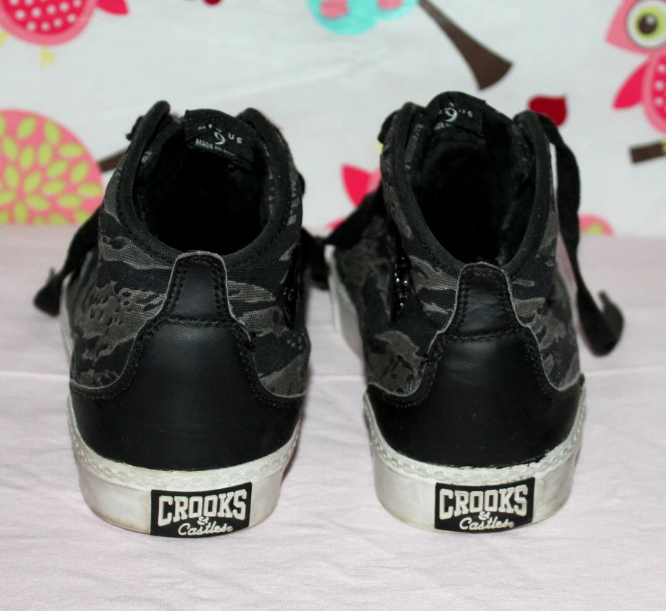 ZAPATOS DEPORTIVOS CROOKS & CASTLES AUTÉNTICOS RAROS PARA HOMBRE 9 CAMUFLAJE MEDIO TOP  Foto 4 de 4