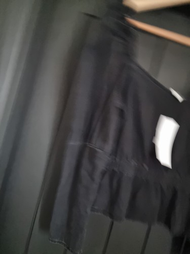 Topshop Washed Black Denim Puff Long Sleeve Cropped Top Size UK 10 BNWT - Picture 4 of 11