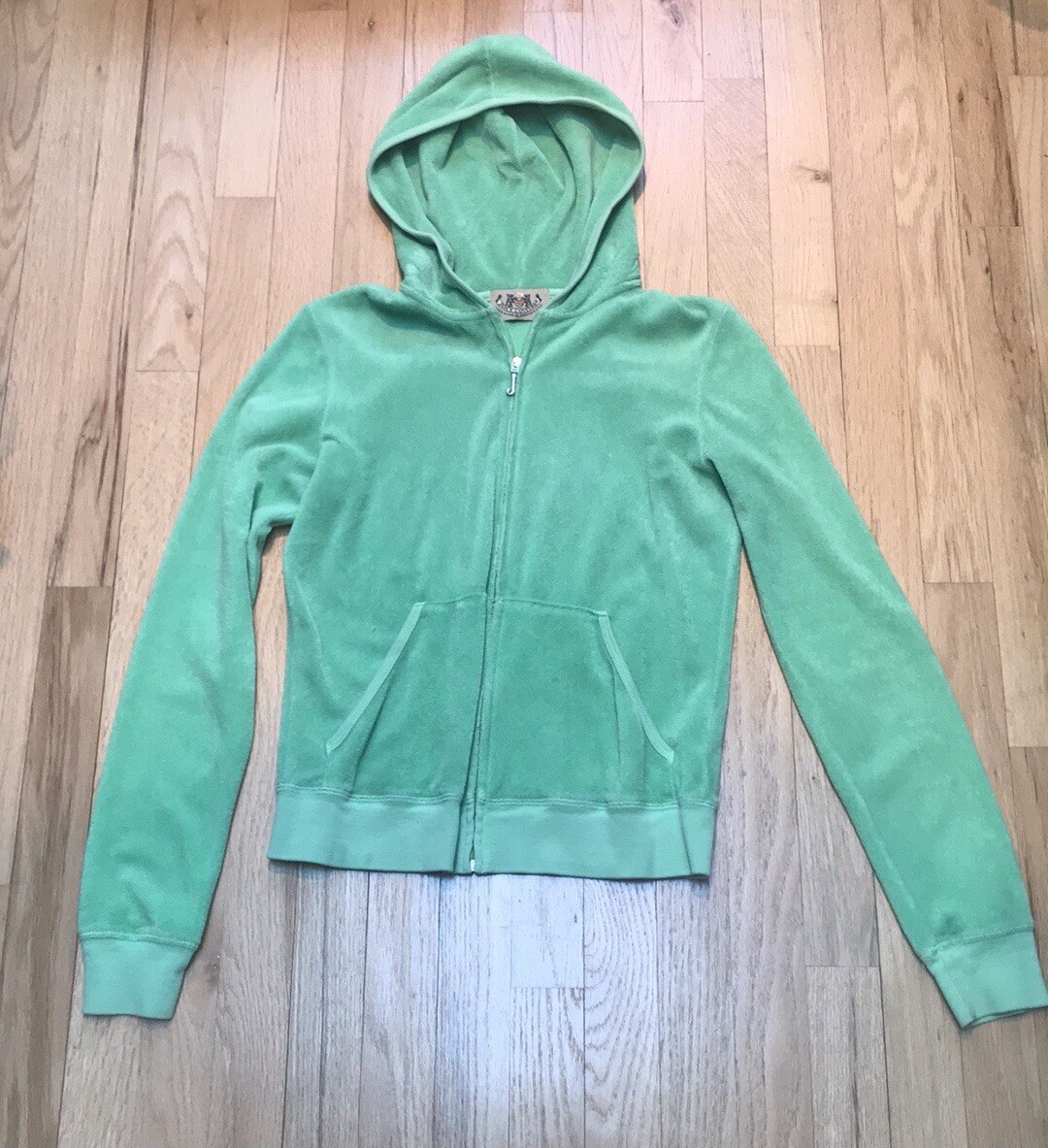 Juicy Couture Y2K Green Terry Zip Up Hoodie Size M - Gem