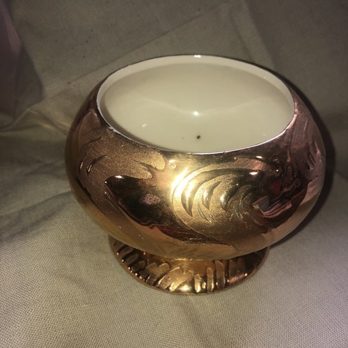 Unique Gold Bowl 22 kt. Gold Textured Ceramic Bowl Swetye of Salem Ohio/49b - Picture 4 of 8