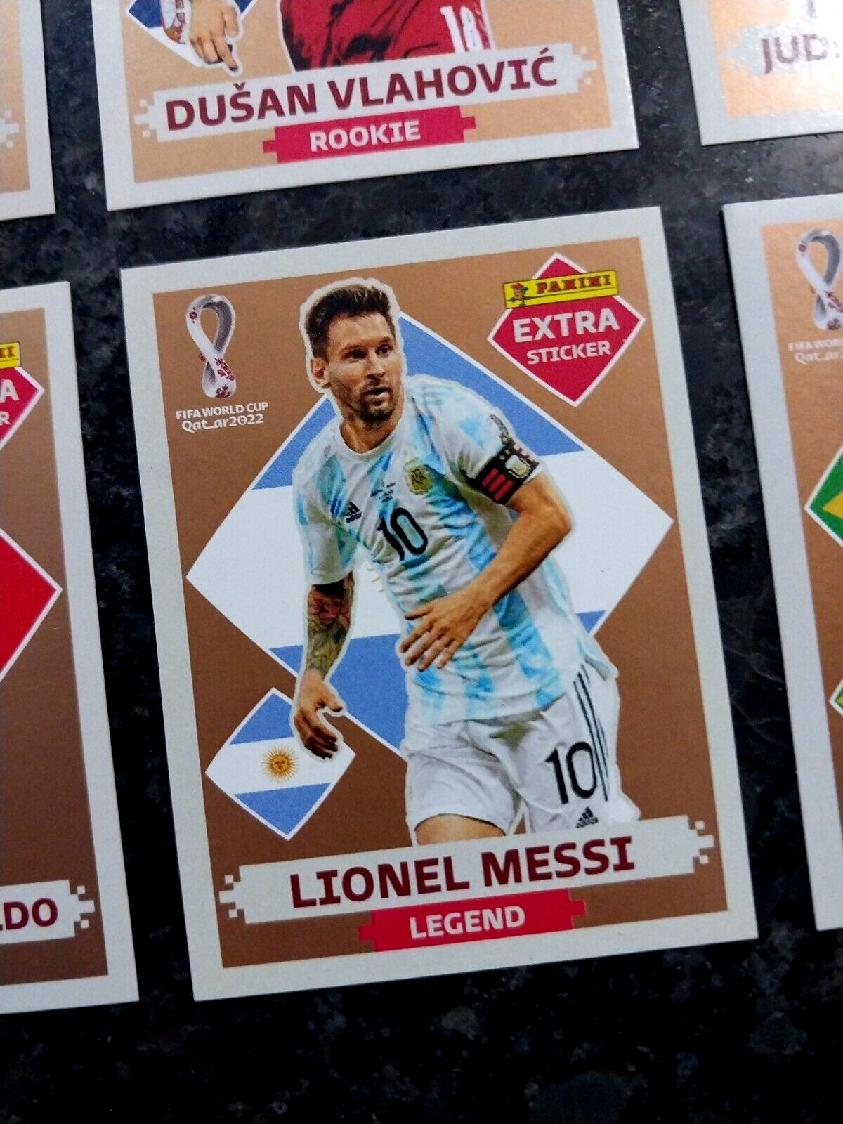 4x messi mbappe ronaldo neymar Extra sticker Bronze w cup 2022 panini