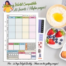 Food Diary A5 Filofax Inserts Slimming World Compatible With Stickers& Countdown