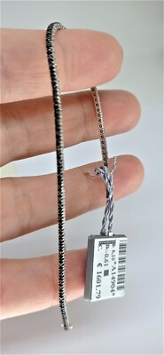 Bracelet Tennis Diamants Noirs & Blancs Or 18kt Bruni - 6,49 Ct Total - Longueur 18,5 Cm, Neuf Avec étiquettes