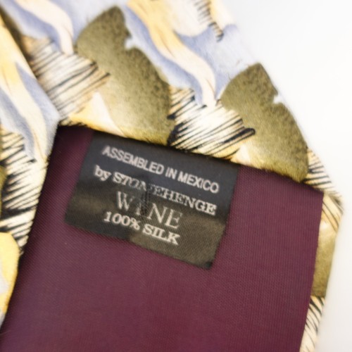 Neck Tie Men Yellow Abstract Silk Woven Suit COCKTAIL COLLECTION Wine STONEHENGE - Picture 6 of 9