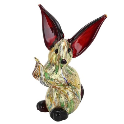 GlassOfVenice Murano Glass Gold Millefiori Rabbit Sculpture