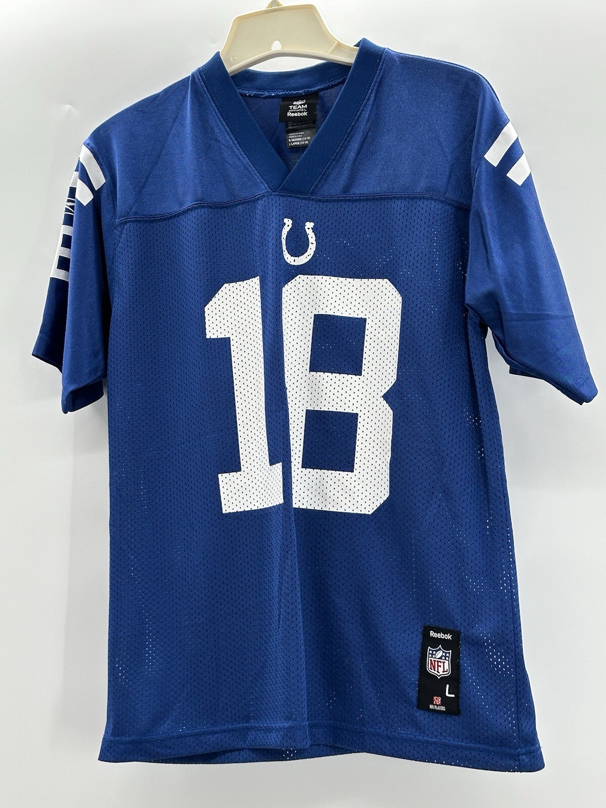Peyton Manning Colts Blue Jersey Reebok NFL Equipment Size Youth Large thumbnail 2