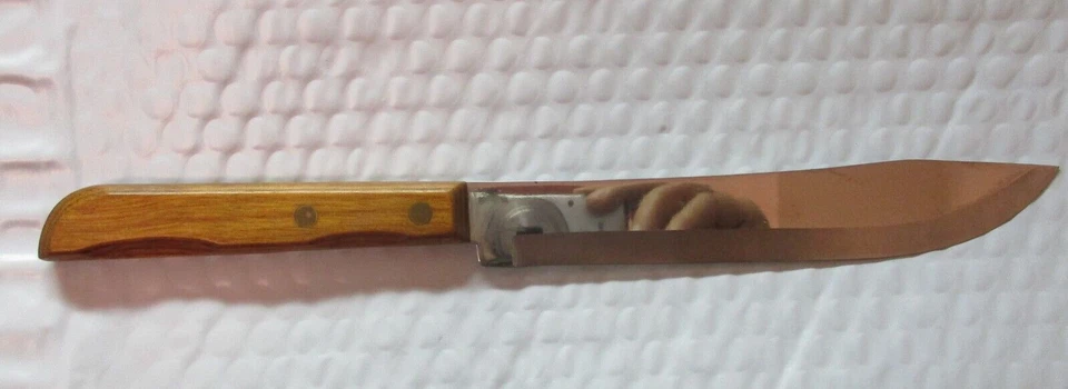 Cuchillo para tallar hoja de acero inoxidable Town Country EE. UU. 7" 2 remaches Fleetwood vintage Foto 4 de 4