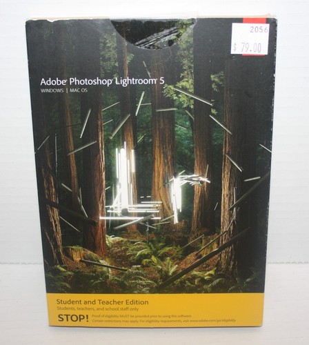 New Adobe Photoshop Lightroom 5 Software Student and Teacher Edition Open Box - Picture 2 of 8