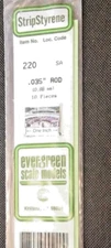 Evergreen Scale Models #220 RODS, WHITE STYRENE - .035" (.88 mm) OD x 14" pk. 10