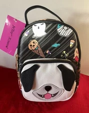 NWT $68 BETSY JOHNSON BACKPACK STYLE PURSE HALLOWEEN THEMED WHITE DOG FACE