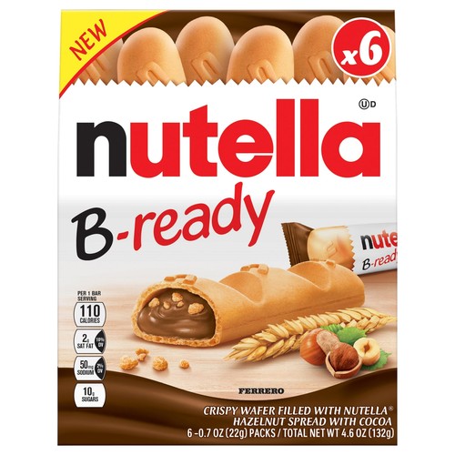 Nutella B-Ready Snack Chocolate Hazelnut Breakfast Pastry Crispy 6 Pack 4.6 oz
