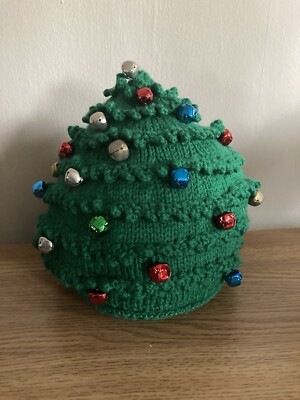 Comedy Sensory Jingle Bells Hand Knitted Xmas Tree Hat Child
