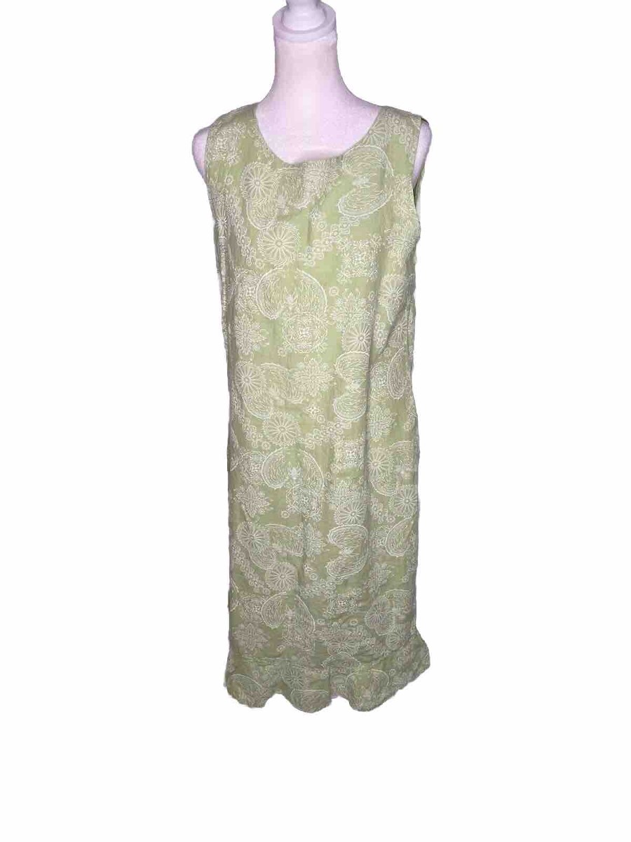 Habitat Clothes To Live In Womens Size Medium Sleeveless Linen Dress Green  3710 | eBay