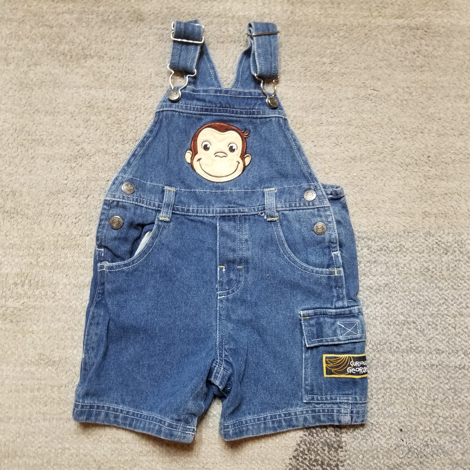 Mono Denim Curious George Vintage Años 90 Bebé Talla 18 Meses Unisex TV Dibujos Animados