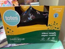 Totes Women's Clogs Flowers Tough Comfy Light Weight Durable Slip Ons size 9