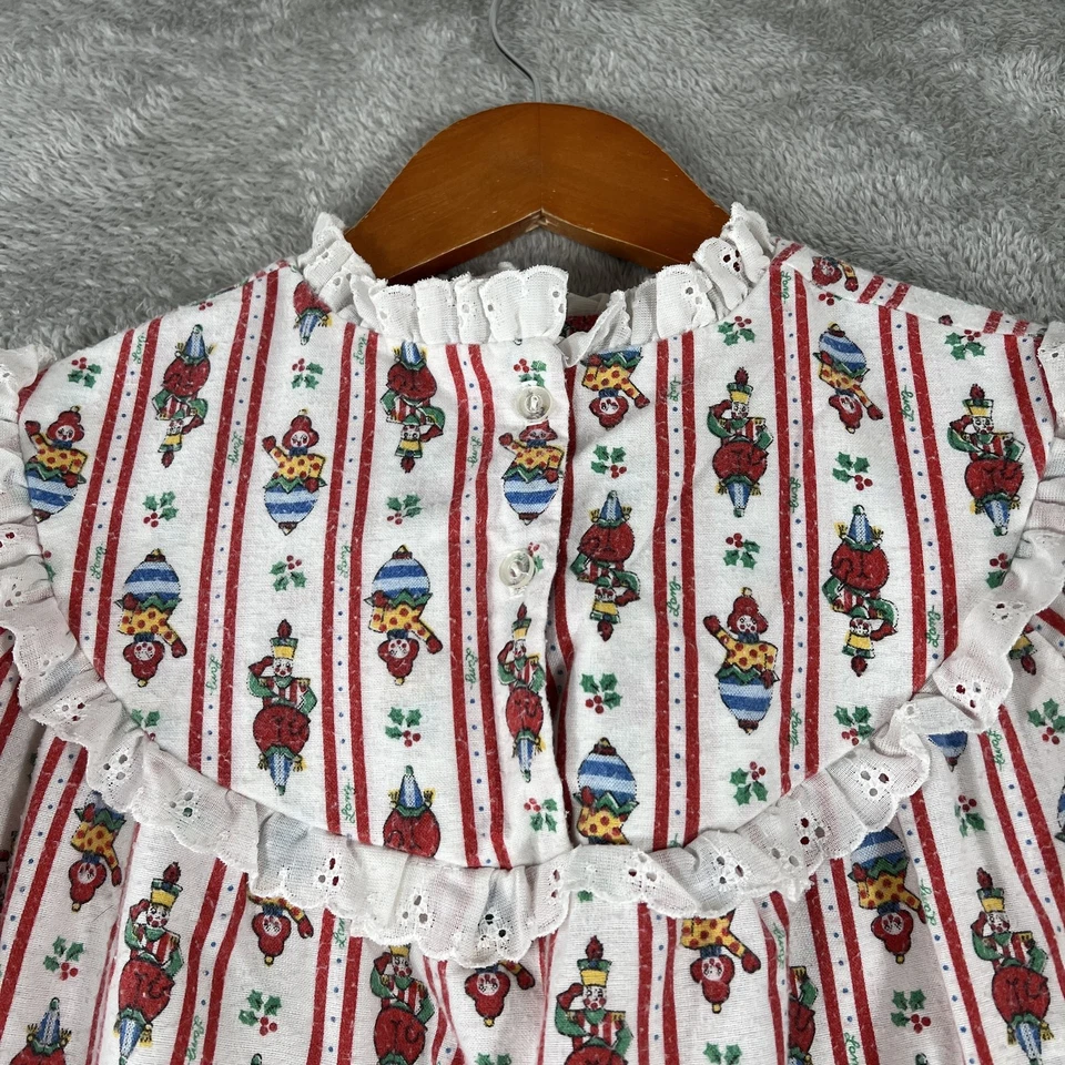 Camisa vintage Lanz of Salzburg juvenil 8 palhaço vermelho branco manga longa babado anos 70 - Imagem 3 de 4