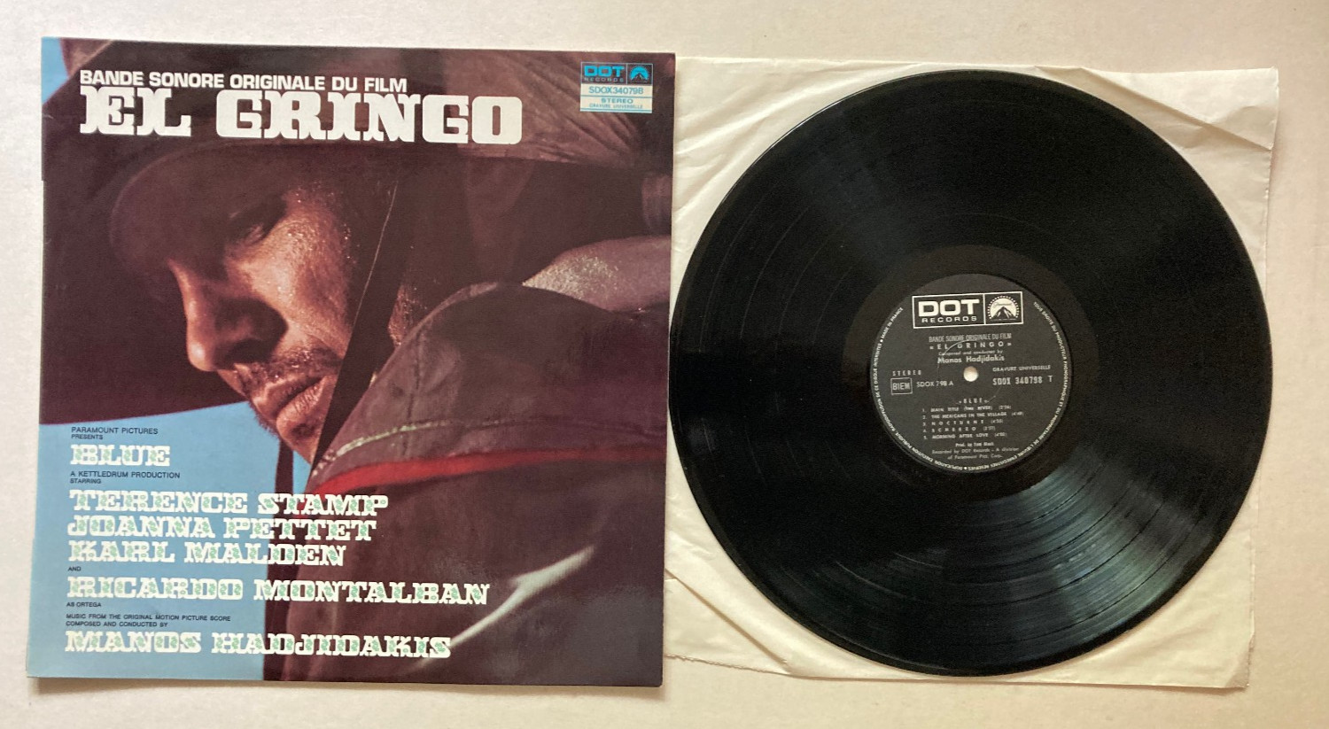 LP 33t BO film EL GRINGO 1968 MANOS HADJIDAKIS NM/NM languette