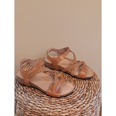 NWOT Taos Womens Zanzibar Brown Leather Low Platform Strappy Sandals EU38/US7.5