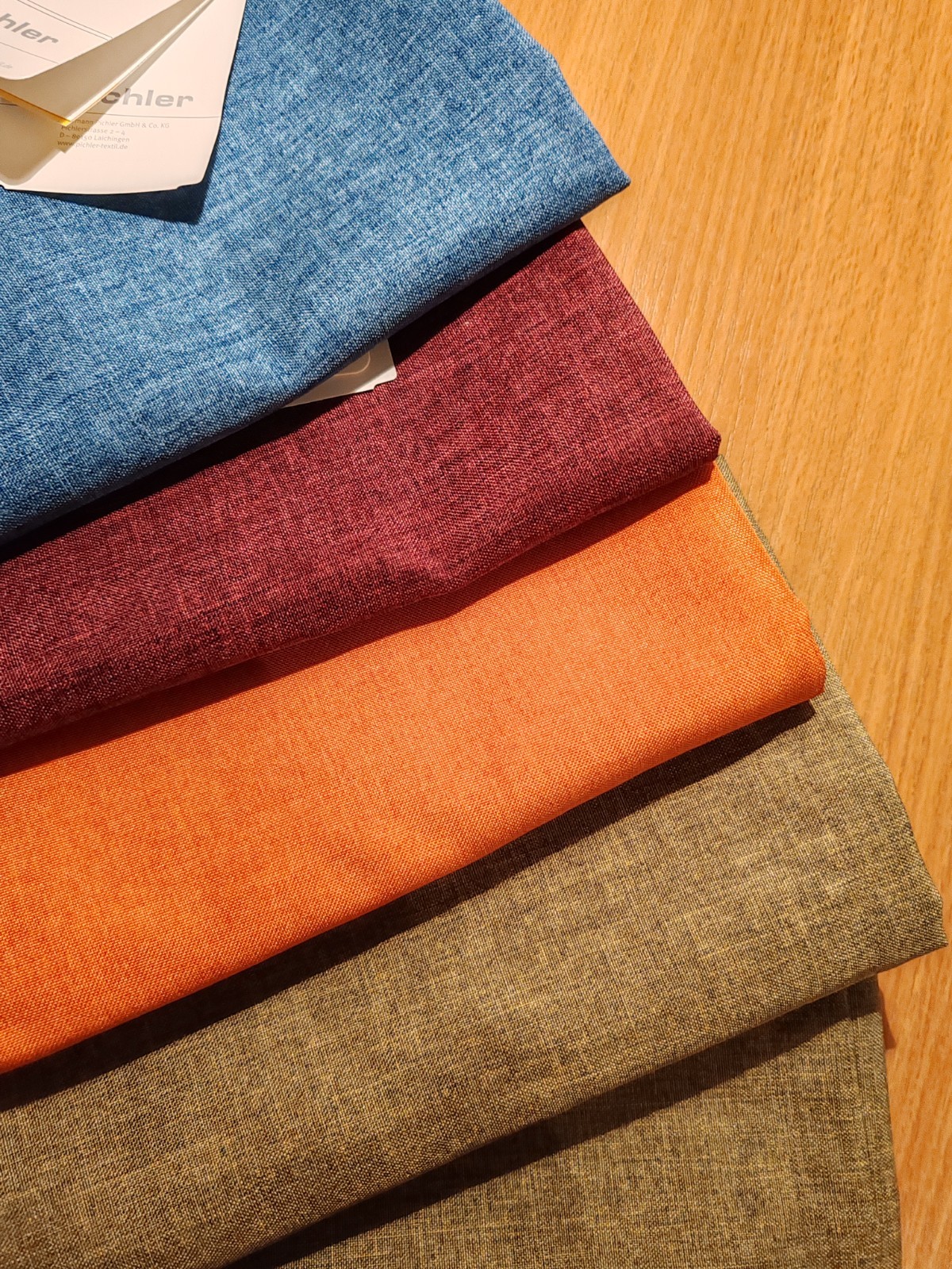 Pichler Tischläufer 5 Stck. 50x150 cm NEU 2x grün, 1x Orange, 1x blau, 1x weinro