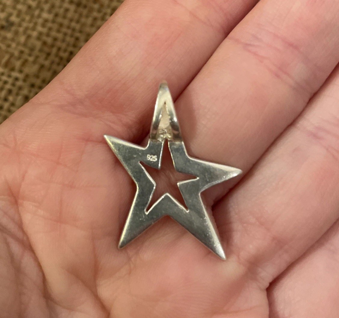Thick Solid Sterling Silver Star Necklace Pendant… - image 10