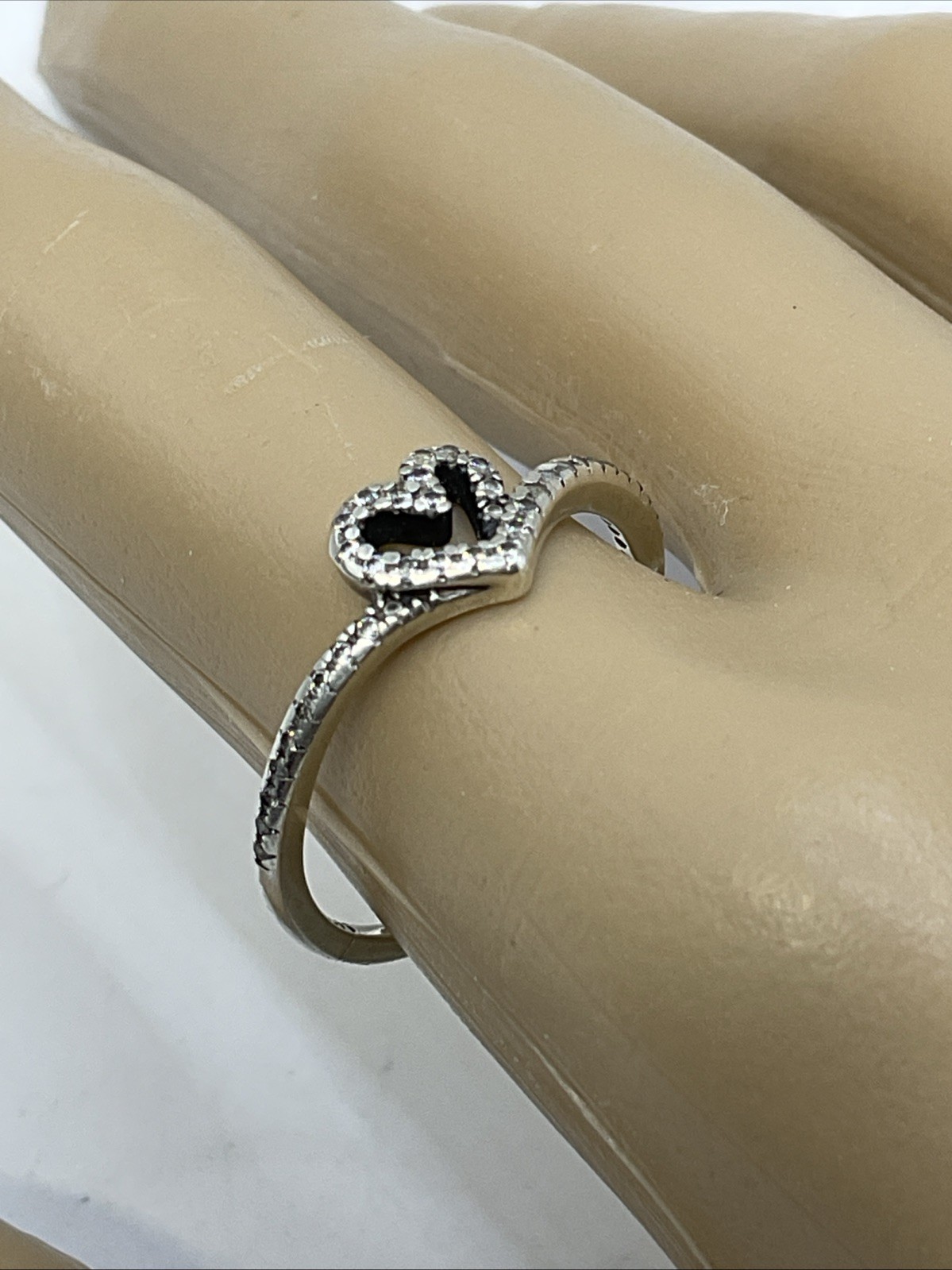 HEART Ring Solid 925 Sterling Silver White CZ 7mm… - image 5