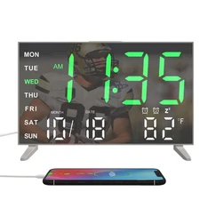 Alarm Clocks for Bedrooms, Small Digital Clock, LED Mirror Alarm Clock with U...