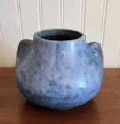 Vintage Brush McCoy Art Vellum 1930s Art Deco Pottery Mottled Blue Ceramic Vase