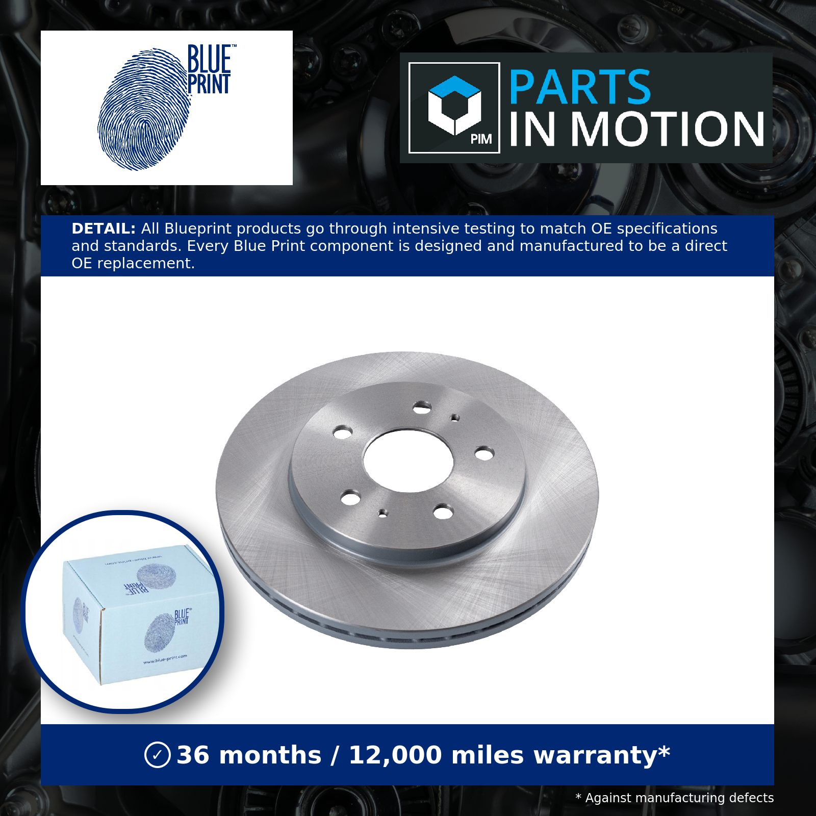 2x Brake Discs Pair Vented Front 287mm ADD64331 Blue Print Set 43512B4010 New - Image 2