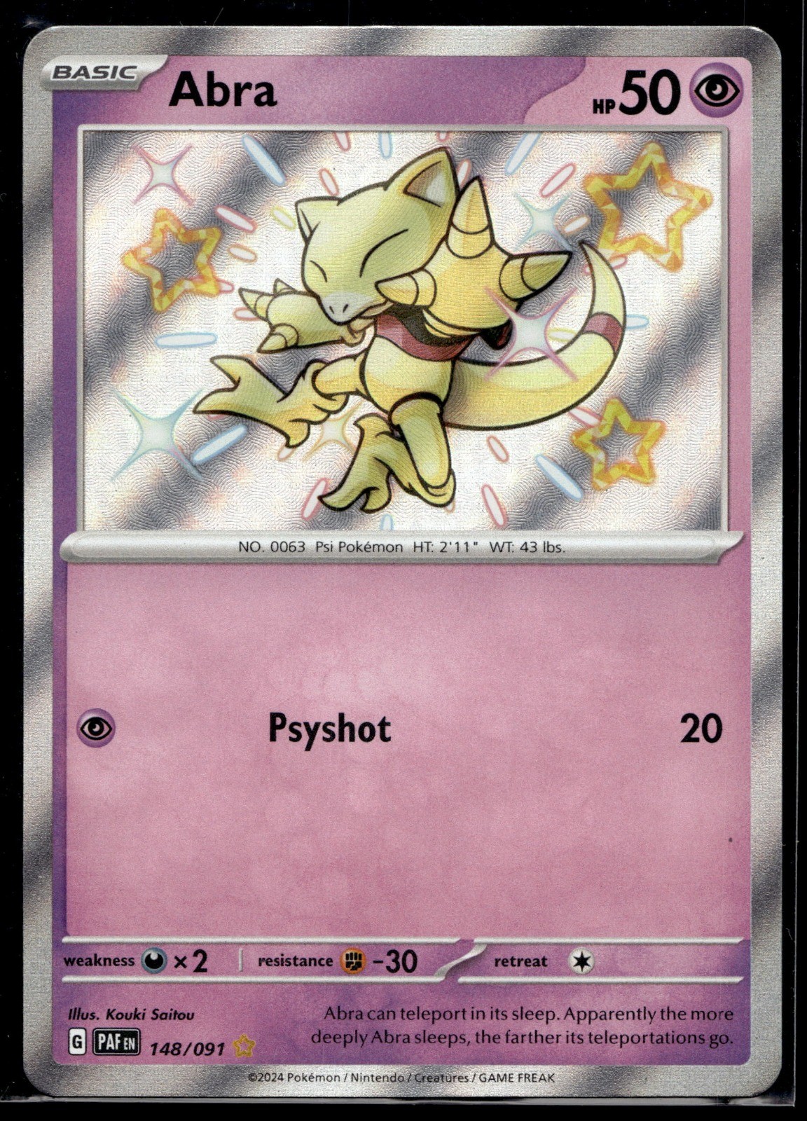 Abra 148/091 Pokemon SV: Paldean Fates Holo
